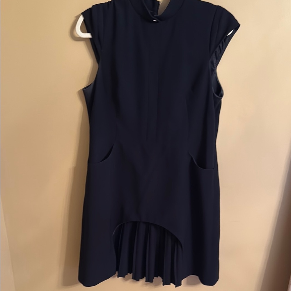 Karen Millen Asymmetrical Ruffled Mock Neck Dress